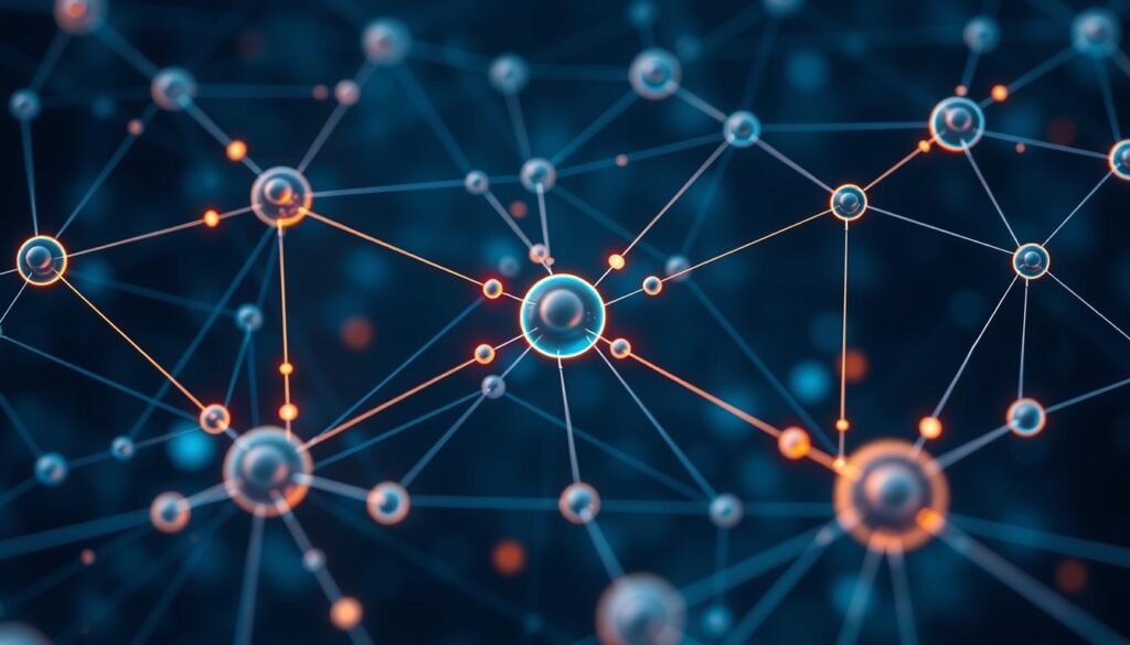 An image of a decentralized network with nodes and transactions An image of a decentralized network with nodes and transactions